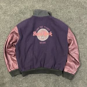 Vintage Hard Rock Cafe Miami Varsity Jacket Men’s M Wool Leather Letterman